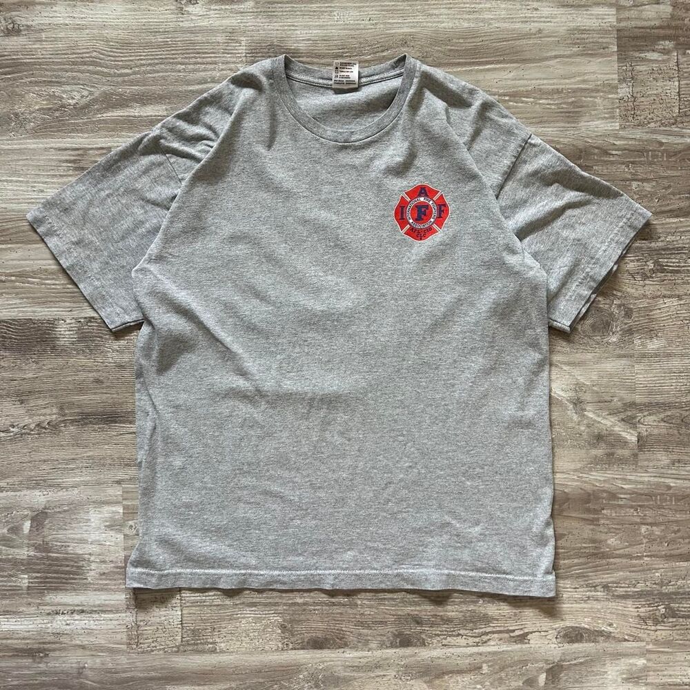 Bayside Made in the USA Men's gray International Firefighters Association tee
